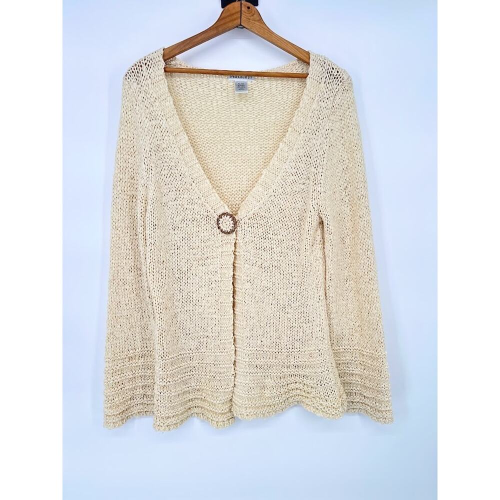 Parkhurst Cardigan Sweater Boho Minimalist Neutral Lagenlook Women Size XL Cream